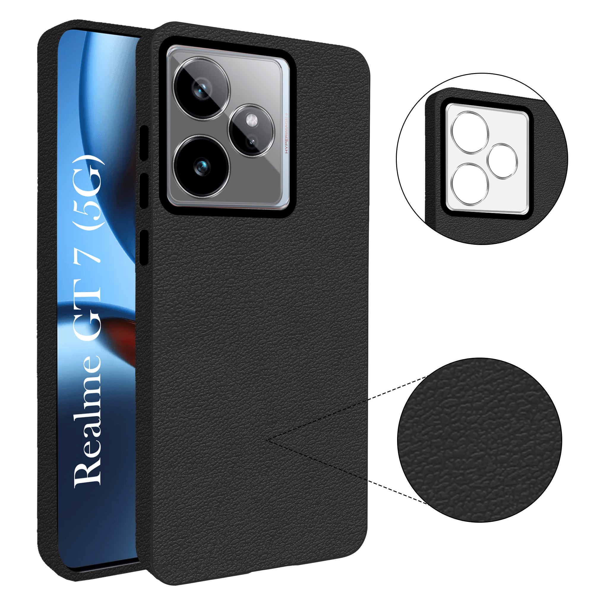 For Realme GT 7 Back Cover Case (Glass Like Camera Protection | Leather Feel | Minimalist Professional Grip)