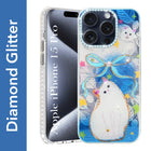 For Apple iPhone 15 Pro Back Cover Case (Luxury Floral Glitter Cute Butterfly | Diamond Studded Camera Bump | Girls & Women Design)