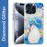 For Apple iPhone 15 Pro Back Cover Case (Luxury Floral Glitter Cute Butterfly | Diamond Studded Camera Bump | Girls & Women Design)