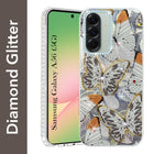 For Samsung Galaxy A56 Back Cover Case (Luxury Floral Glitter Cute Butterfly | Diamond Studded Camera Bump | Girls & Women Design)