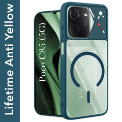 For Poco C85 5G Back Cover Case Lifetime Anti-Yellow Clear (Camera Protection | Side Grip | Wireless MagSafe Compatible)