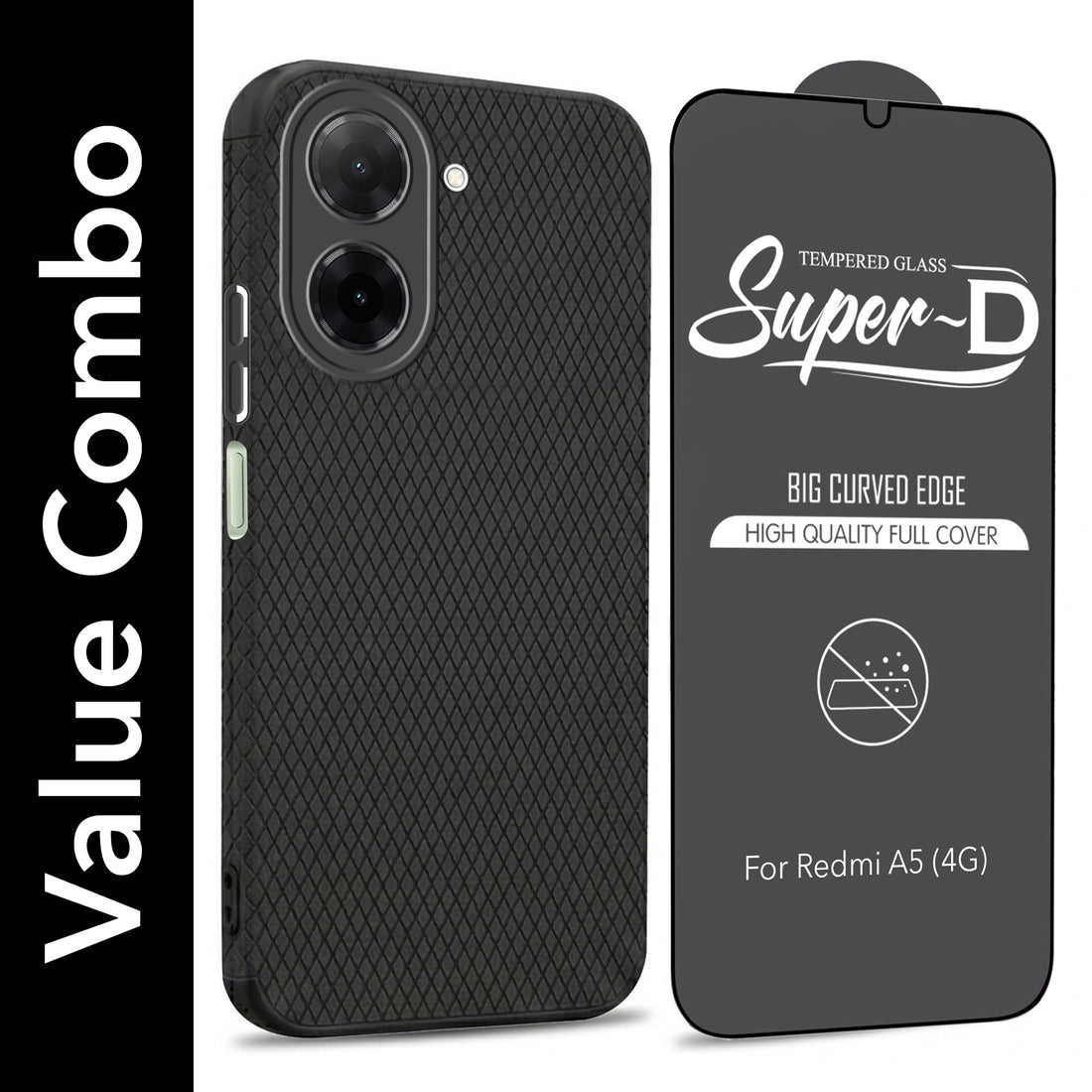 For Redmi A5 4G Combo with Back Cover and 9H Tempered Glass (Liquid Silicone | Camera Protection | Oleophobic Coating Screen Glass) (Copy)