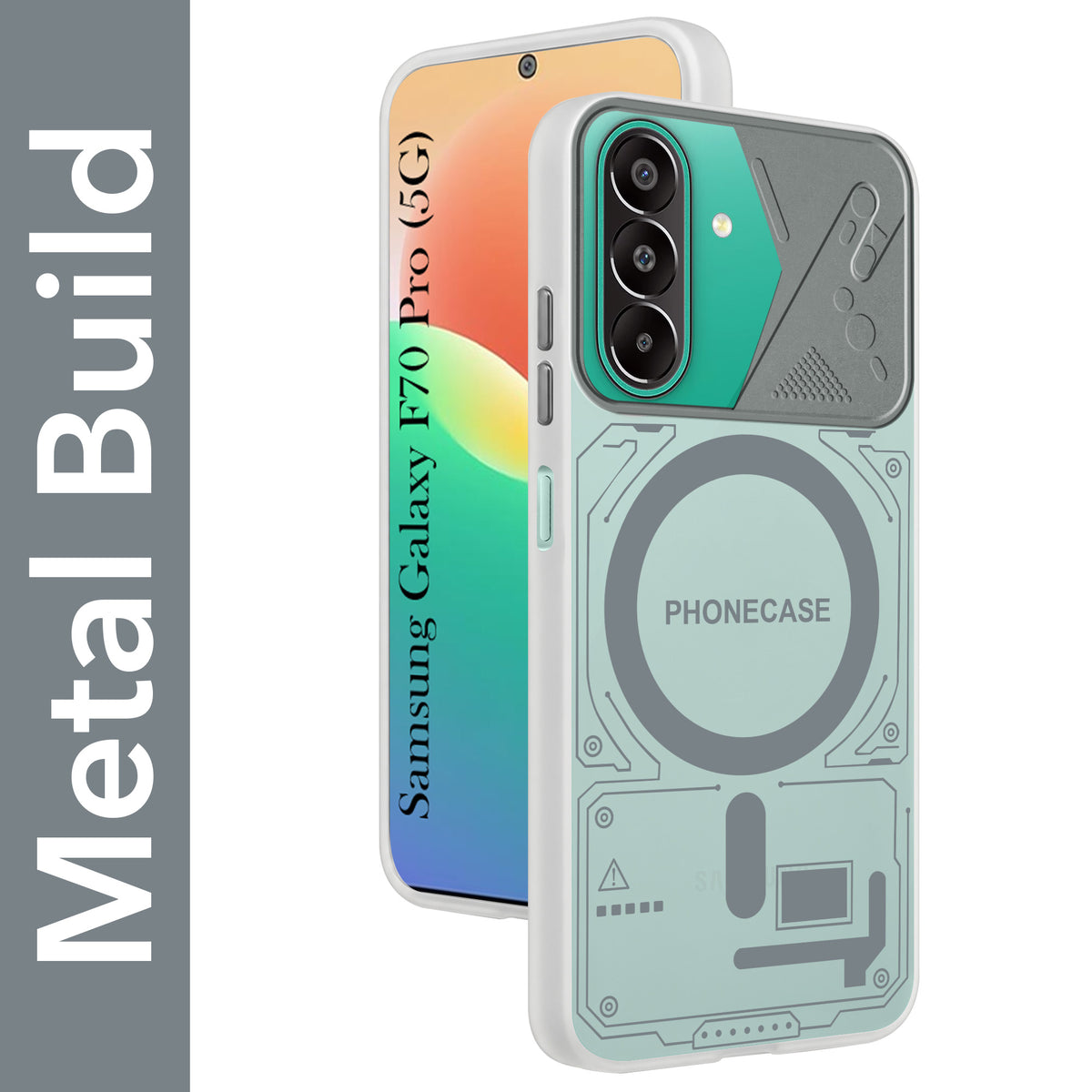 For Samsung Galaxy F70 Pro 5G Metallic Back Cover Case (Metallic Camera Protection & Buttons | Translucent Milky Shade | Hard Polycarbonate)