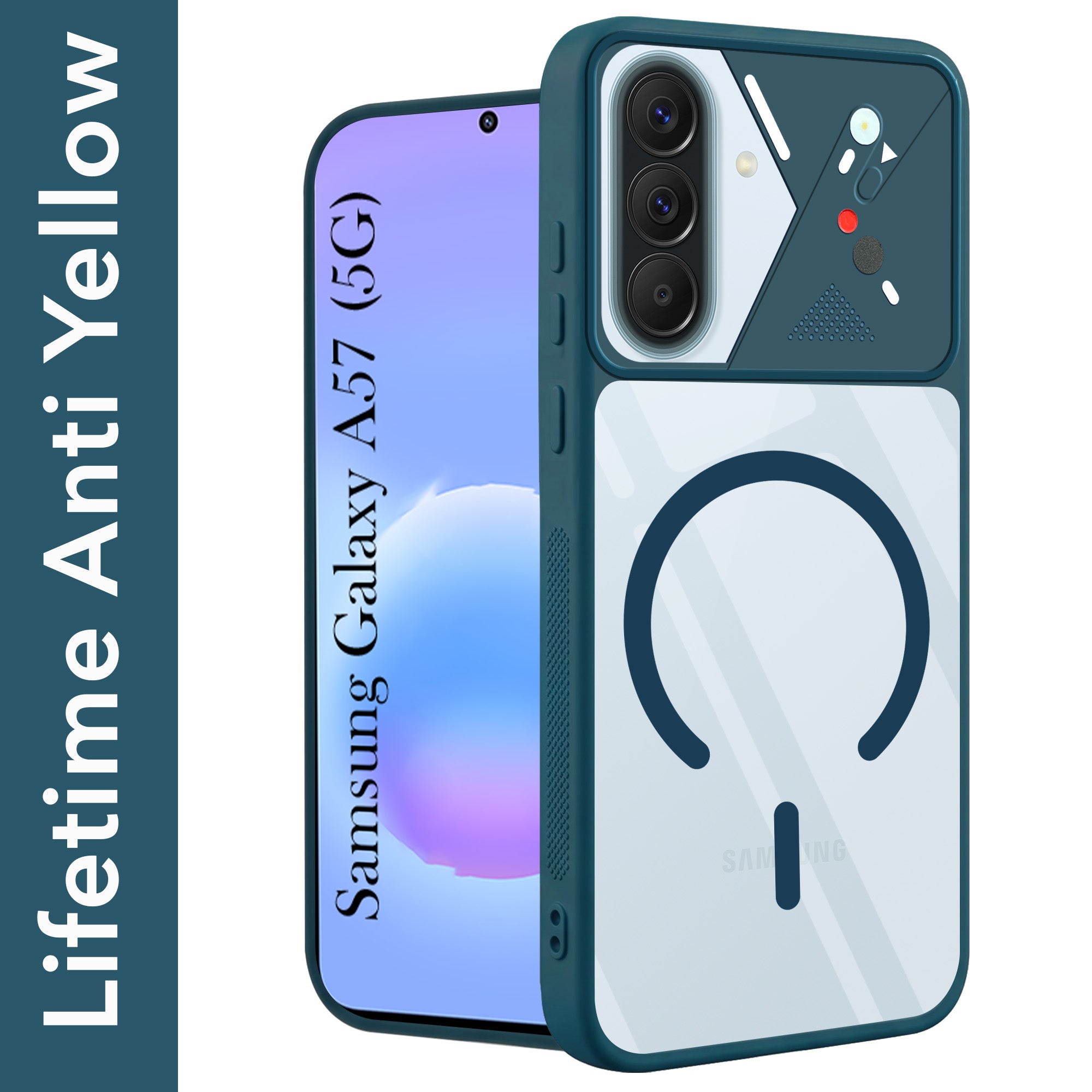 For Samsung Galaxy A57 5G Back Cover Case Lifetime Anti-Yellow Clear (Camera Protection | Side Grip | Wireless MagSafe Compatible)