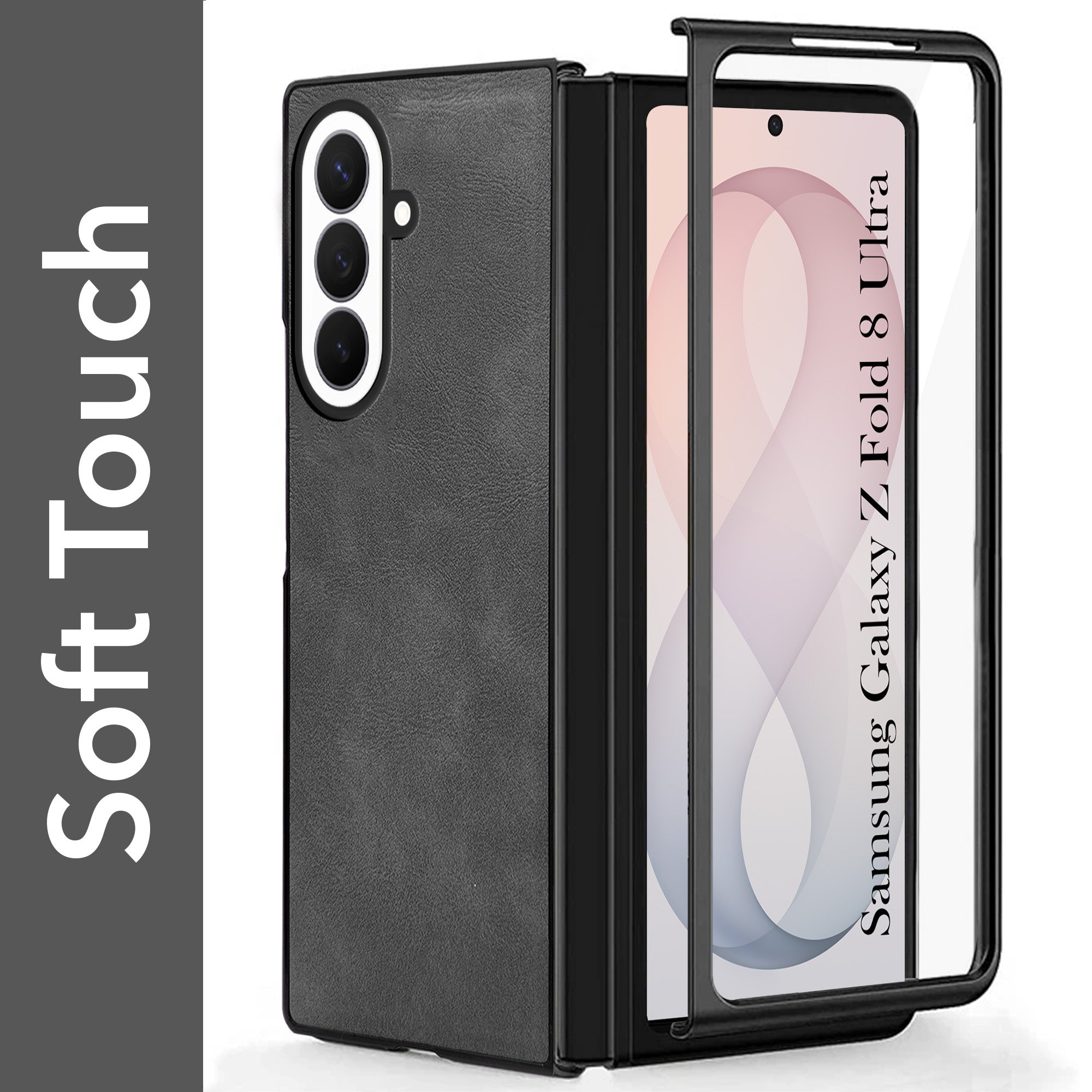 For Samsung Galaxy Z Fold 8 Ultra Back Case Cover Premium Genuine Leather (Integrated Front Screen Protector | Inside Microfiber Cloth)
