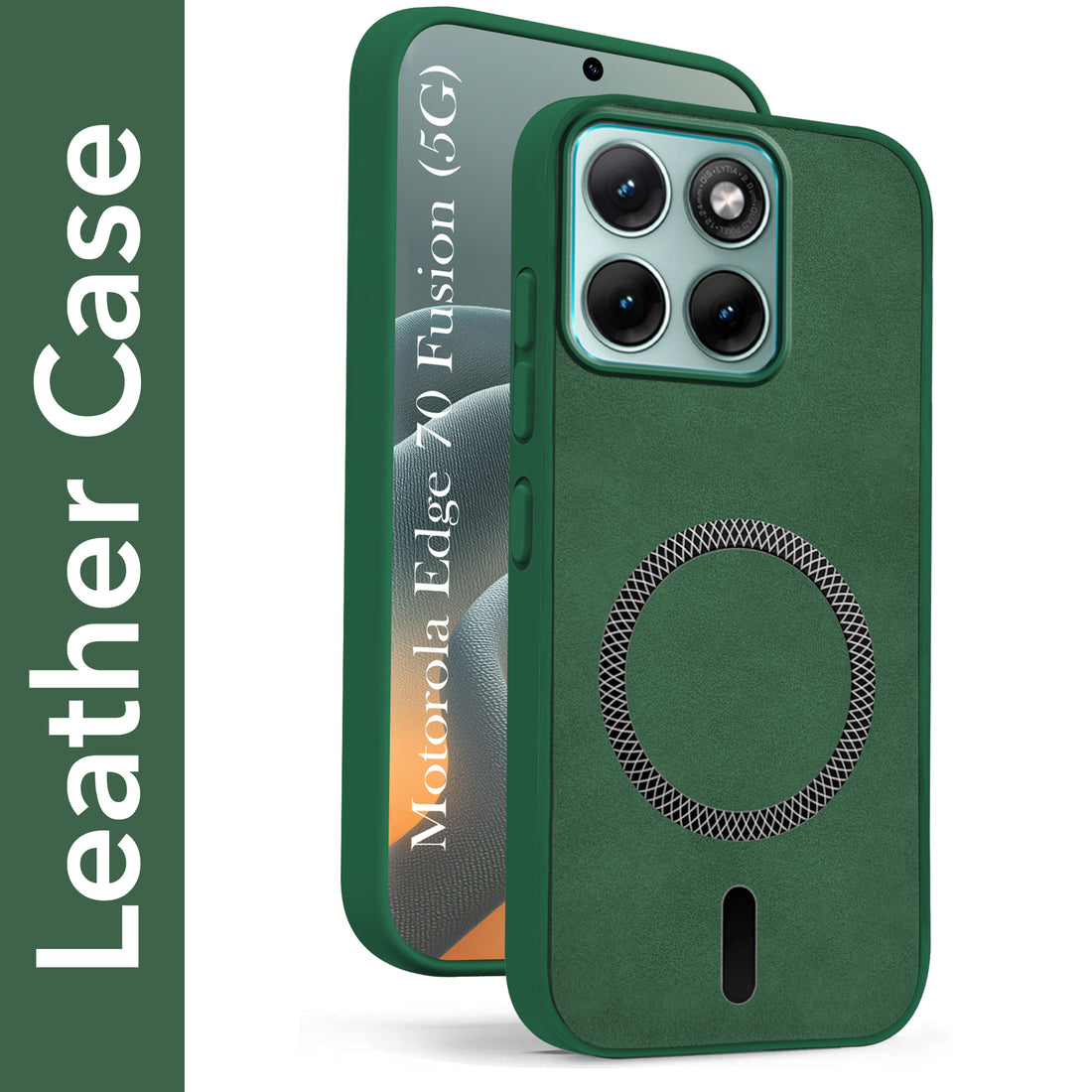 For Motorola Moto Edge 70 Fusion Back Cover Case Leather Finish (MagSafe Compatible Wireless Charging | Soft Touch | Camera Bump Protection)