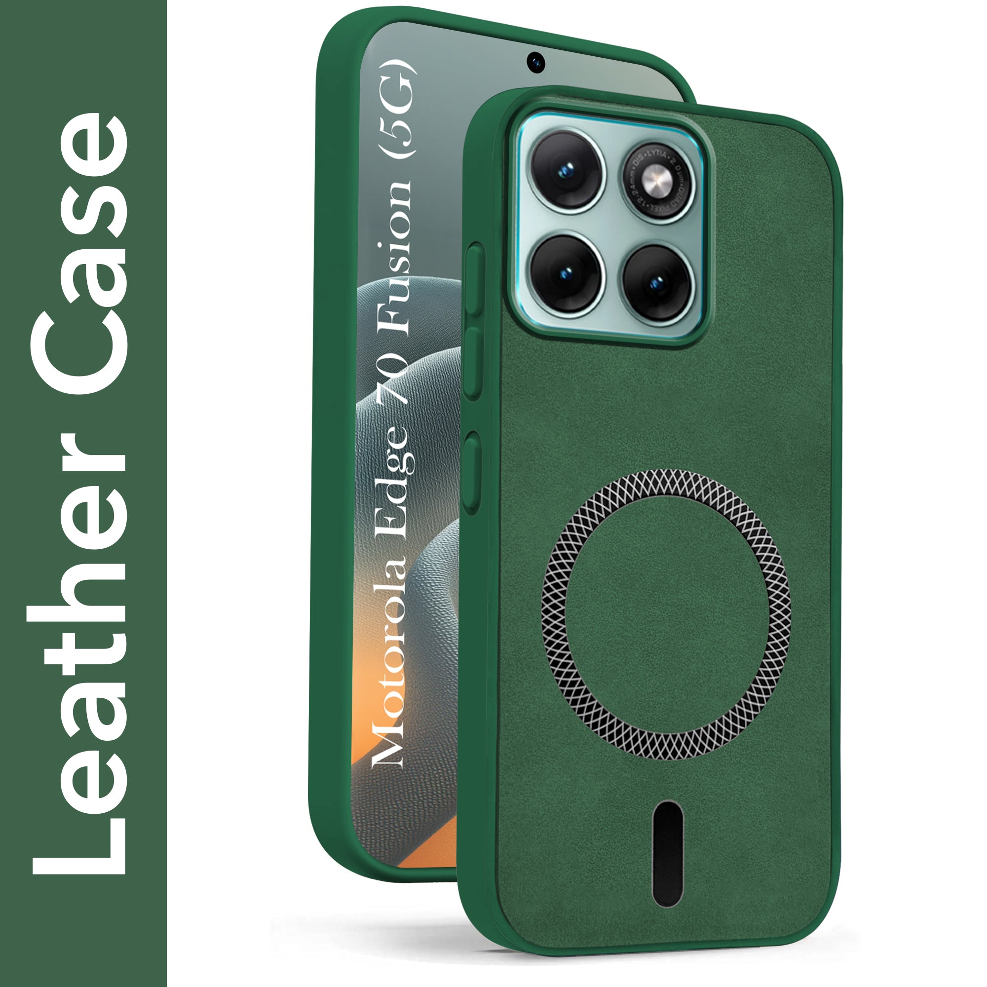For Motorola Moto Edge 70 Fusion Back Cover Case Leather Finish (MagSafe Compatible Wireless Charging | Soft Touch | Camera Bump Protection)