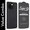 For OnePlus 13S Combo with Back Cover and 9H Tempered Glass (Textured Grip Design | Micro-Fiber Cloth Inside | Oleophobic Coating Screen Glass)
