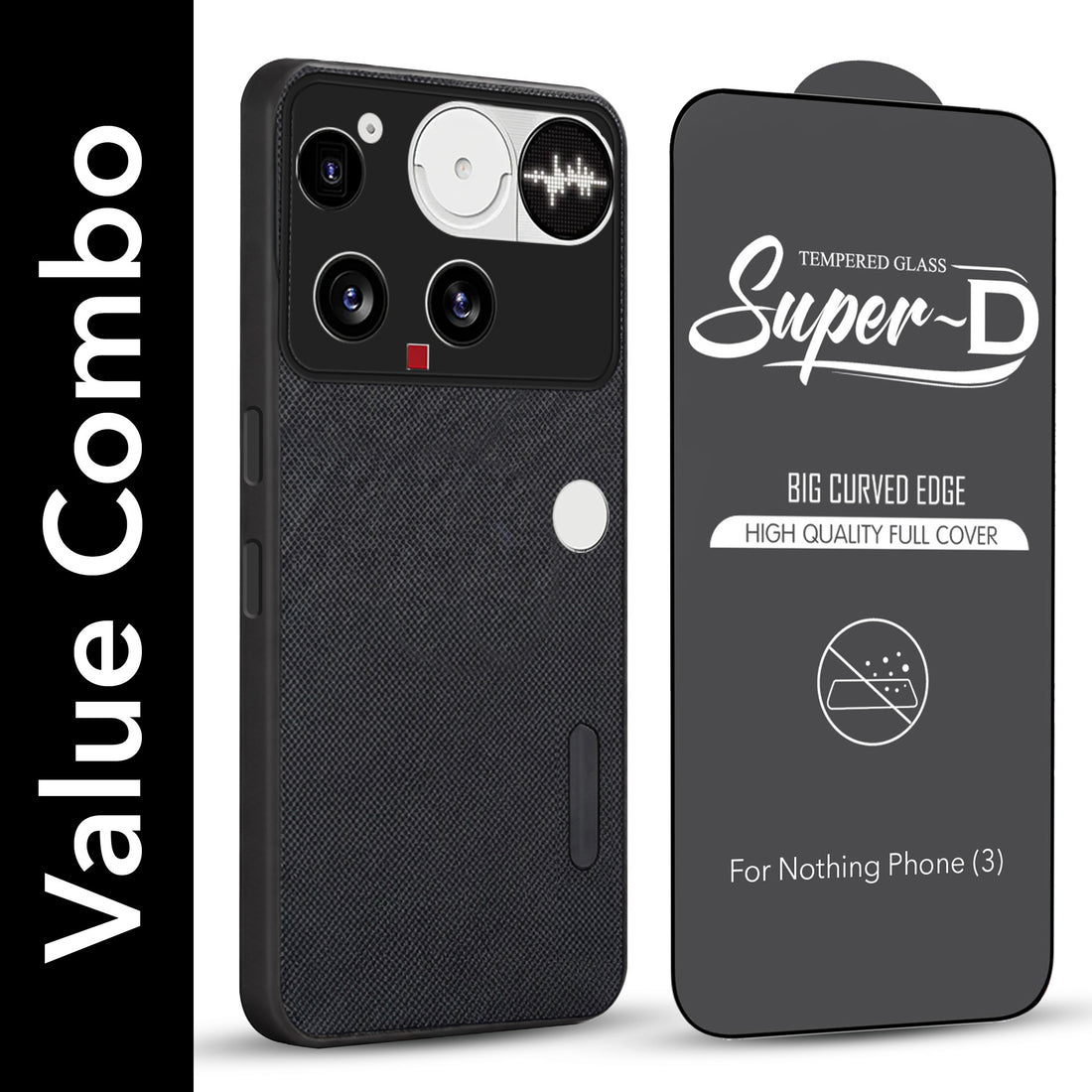 For Nothing Phone 3 Combo (Textured Grip Design | Micro-Fiber Cloth Inside | Oleophobic Coating Screen Glass)