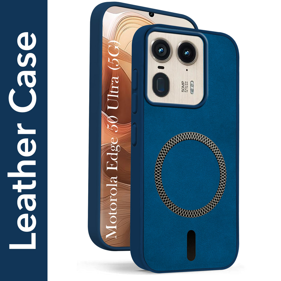 For Motorola Moto Edge 50 Ultra 5G Back Case Cover Leather Finish (MagSafe Compatible Wireless Charging | Soft Touch | Camera Bump Protection)