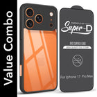 For Apple iPhone 17 Pro Max Combo with Back Cover and 9H Tempered Glass (Lifetime Anti-Yellow | Crystal Clear Shockproof | Oleophobic Coating Screen Glass)