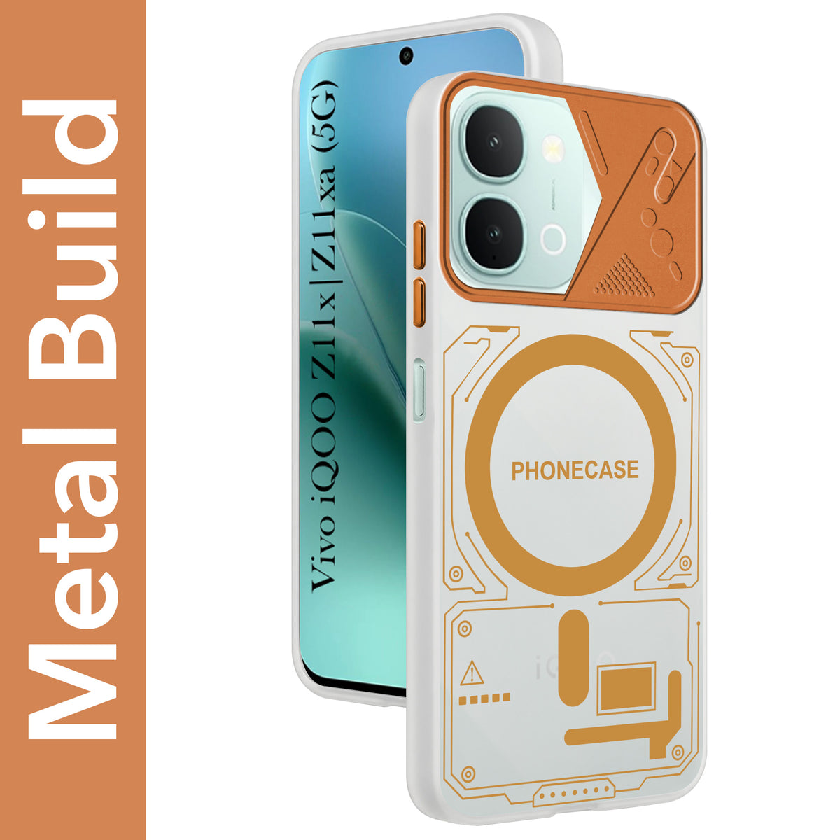 For Vivo iQOO Z11x 5G Metallic Back Cover Case (Metallic Camera Protection & Buttons | Translucent Milky Shade | Hard Polycarbonate)