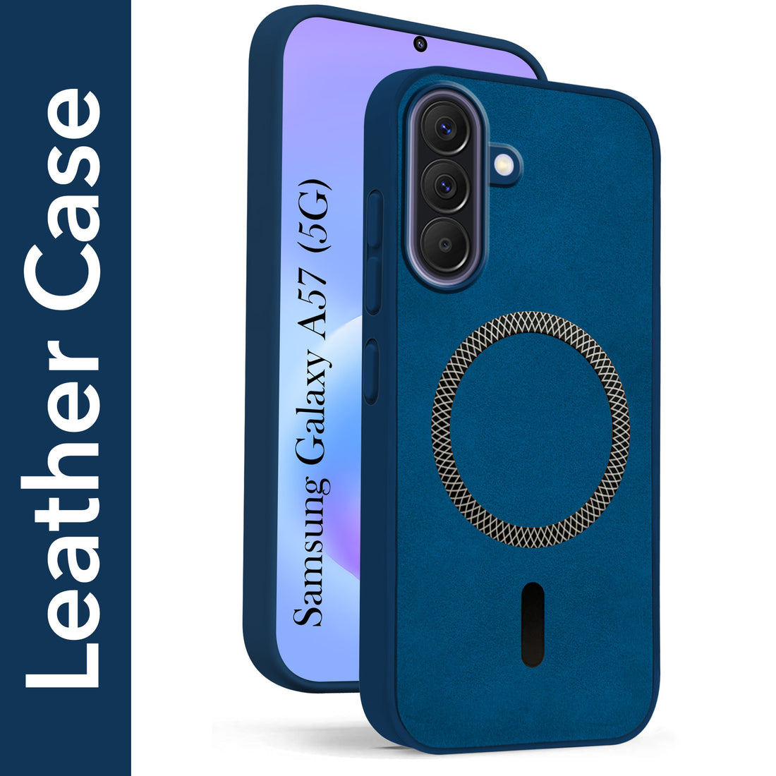 For Samsung Galaxy A57 5G Back Cover Case Leather Finish (MagSafe Compatible Wireless Charging | Soft Touch | Camera Bump Protection)