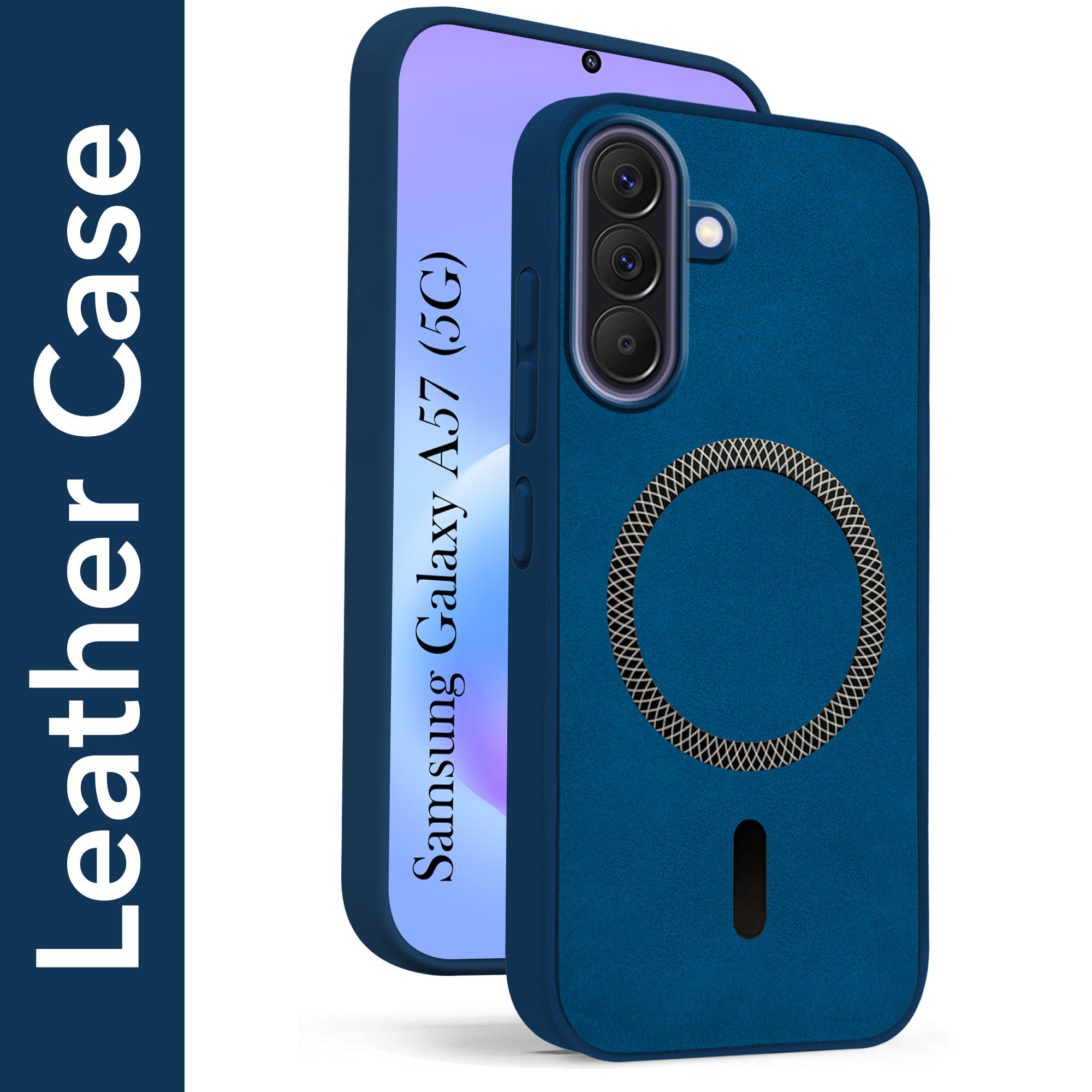 For Samsung Galaxy A57 5G Back Cover Case Leather Finish (MagSafe Compatible Wireless Charging | Soft Touch | Camera Bump Protection)