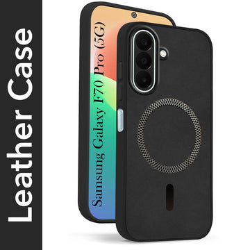For Samsung Galaxy F70 Pro 5G Back Cover Case Leather Finish (MagSafe Compatible Wireless Charging | Soft Touch | Camera Bump Protection)