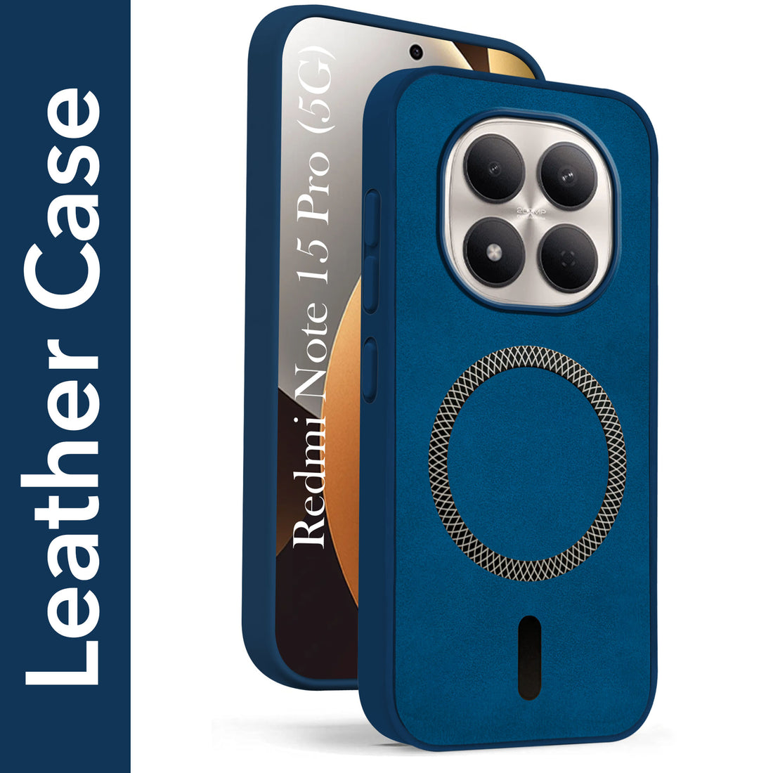For Xiaomi Redmi Note 15 Pro 5G Back Cover Case Leather Finish (MagSafe Compatible Wireless Charging | Soft Touch | Camera Bump Protection)