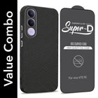 For Vivo V70 FE 5G Combo with Back Cover and 9H Tempered Glass (Liquid Silicone | Camera Protection | Oleophobic Coating Screen Glass)
