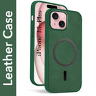 For Apple iPhone 15 Plus Back Cover Case (Sleek Leather Finish | MagSafe Compatible Wireless Charging | Camera Bump Protection)