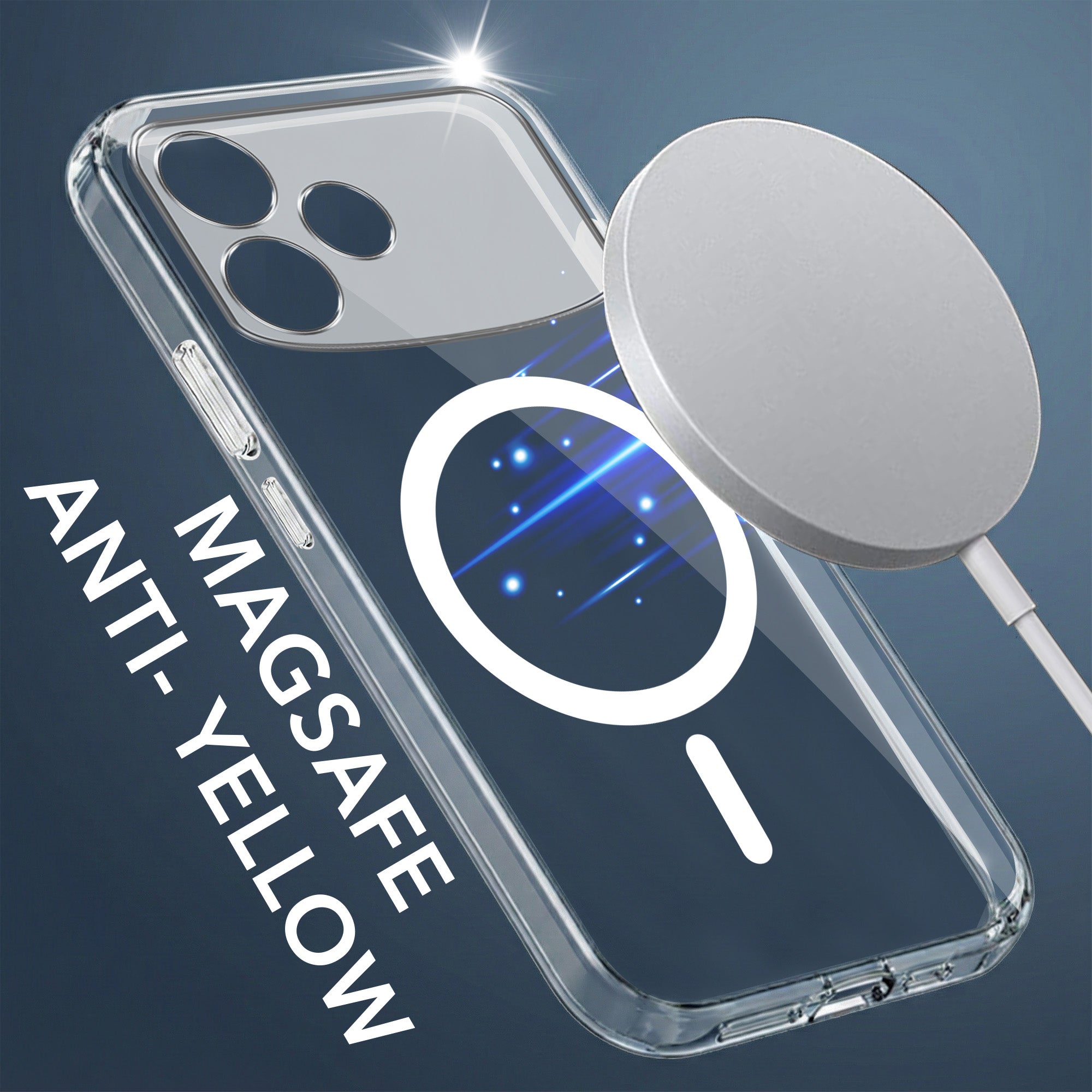 For Oppo F33 Pro 5G Back Cover Case Lifetime Anti-Yellow MagSafe Compatible Clear (Sleek Hard Crystal | Shockproof and Camera Protection)