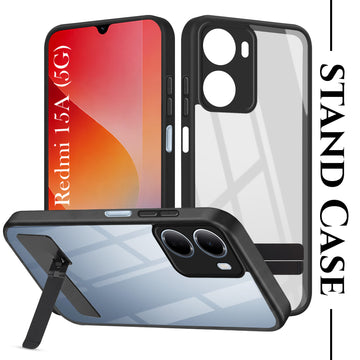 For Redmi 15A 5G Back Cover Case (Built-in Stand | Lifetime Anti Yellow | Kickstand Shockproof | Camera Protection | MagSafe Compatible)