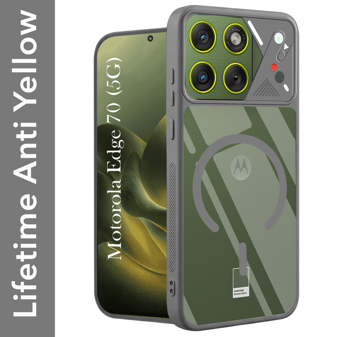 For Motorola Moto Edge 70 Back Cover Case Lifetime Anti-Yellow Clear (Camera Protection | Side Grip | Wireless MagSafe Compatible)