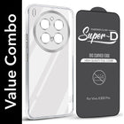 For Vivo X300 Pro Combo with Back Cover and 9H Tempered Glass (Lifetime Anti-Yellow | Sleek Hard Crystal | Oleophobic Coating Screen Glass)
