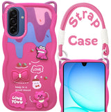 For Samsung Galaxy A17 | Samsung F17 | Samsung M17 5G Back Case Cover Strap (3D embossed Figures | Strap Holder | 360* Soft Cushion with Camera Bump)