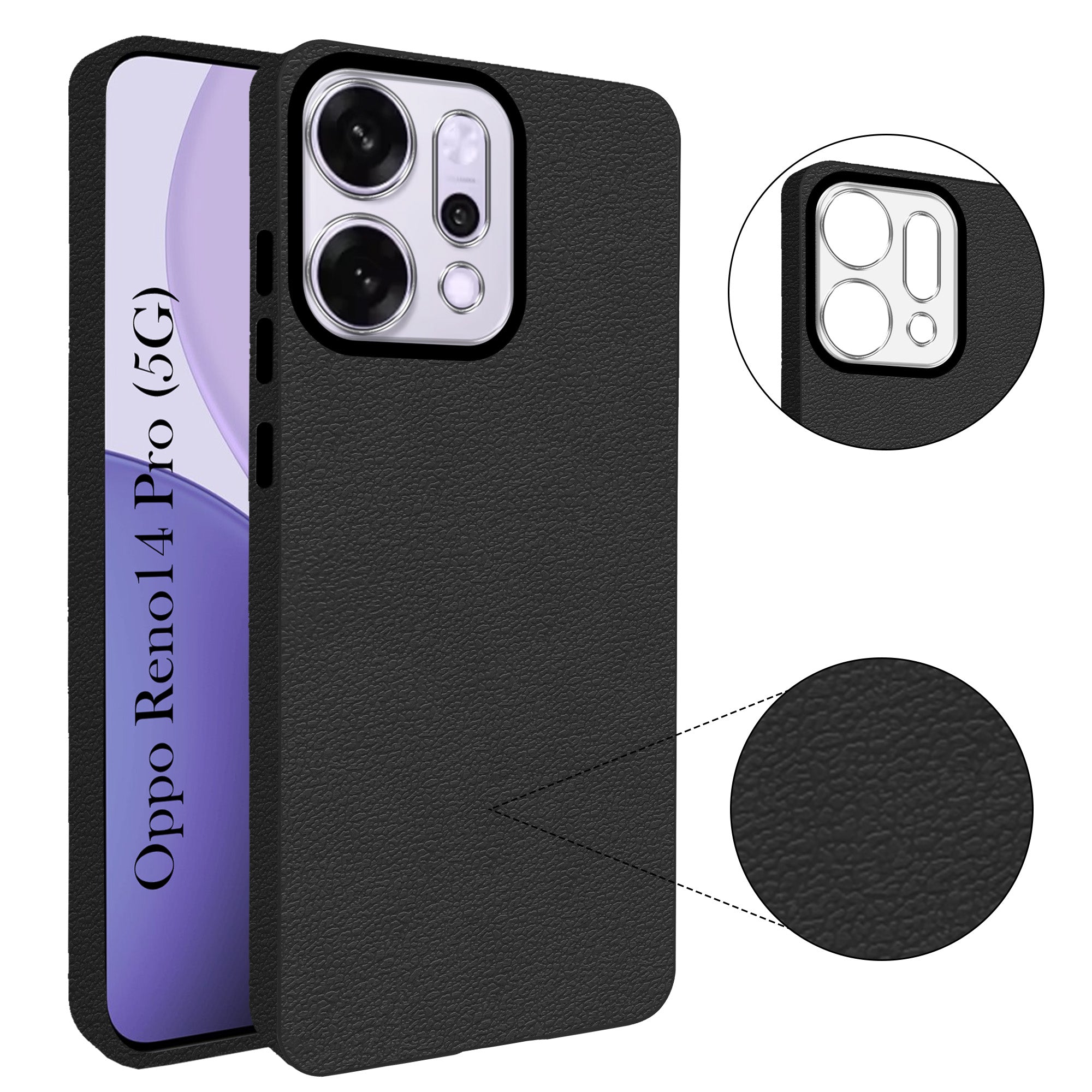For Oppo Reno14 Pro 5G | Oppo Reno 14 Pro 5G Back Cover Case (Glass Like Camera Protection | Leather Feel | Minimalist Professional Grip)