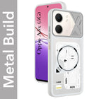 For Oppo A5X Metallic Back Cover Case (Metallic Camera Protection & Buttons | Translucent Milky Shade | Hard Polycarbonate)