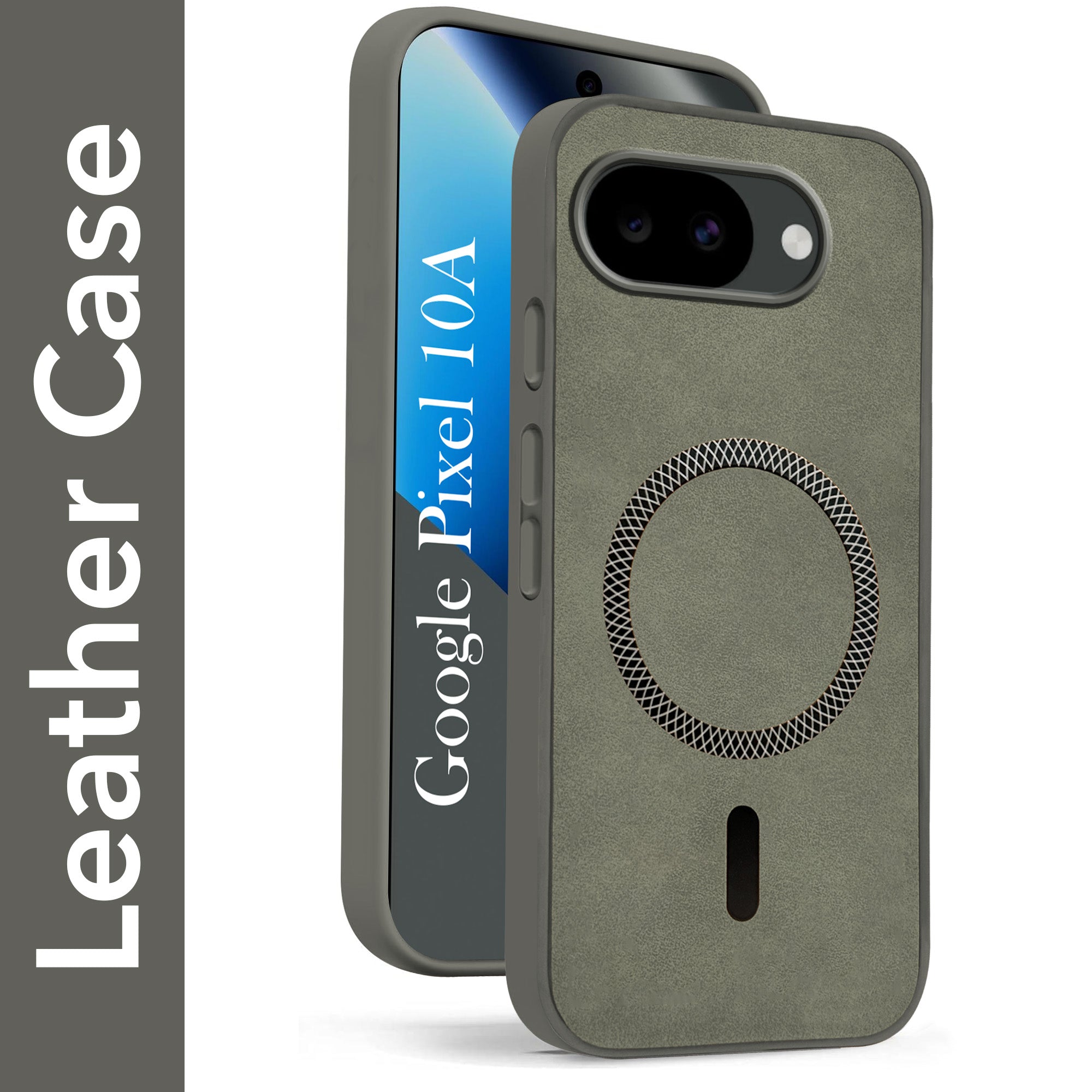 For Google Pixel 10a Back Cover Case Leather Finish (MagSafe Compatible Wireless Charging | Soft Touch | Camera Bump Protection)