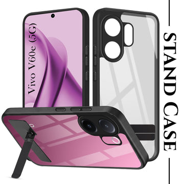 For Vivo V60e Back Cover Case (Built-in Stand | Lifetime Anti Yellow | Kickstand Shockproof | Camera Protection | MagSafe Compatible)