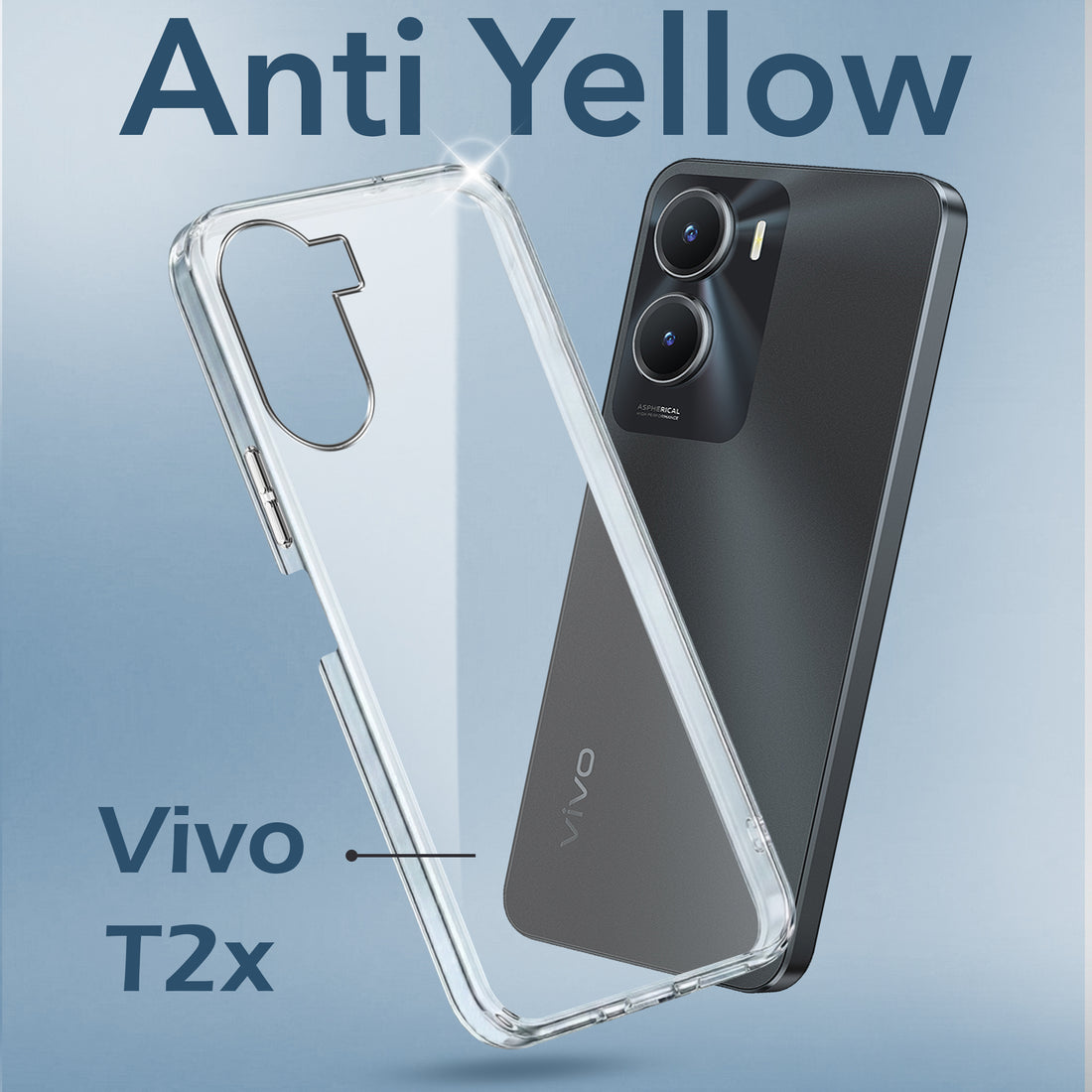 For Vivo T2x Back Cover Case (Hard Anti Yellow Clear Case | Drop & Camera Protection | Shockproof Polycarbonate)