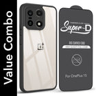 For OnePlus 15 5G Combo with Back Cover and 9H Tempered Glass (Lifetime Anti-Yellow | Crystal Clear Shockproof | Oleophobic Coating Screen Glass)