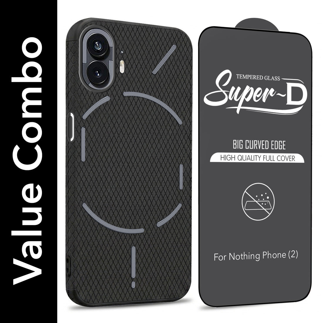 For Nothing Phone 2 Combo with Back Cover and 9H Tempered Glass (Liquid Silicone | Camera Protection | Oleophobic Coating Screen Glass)