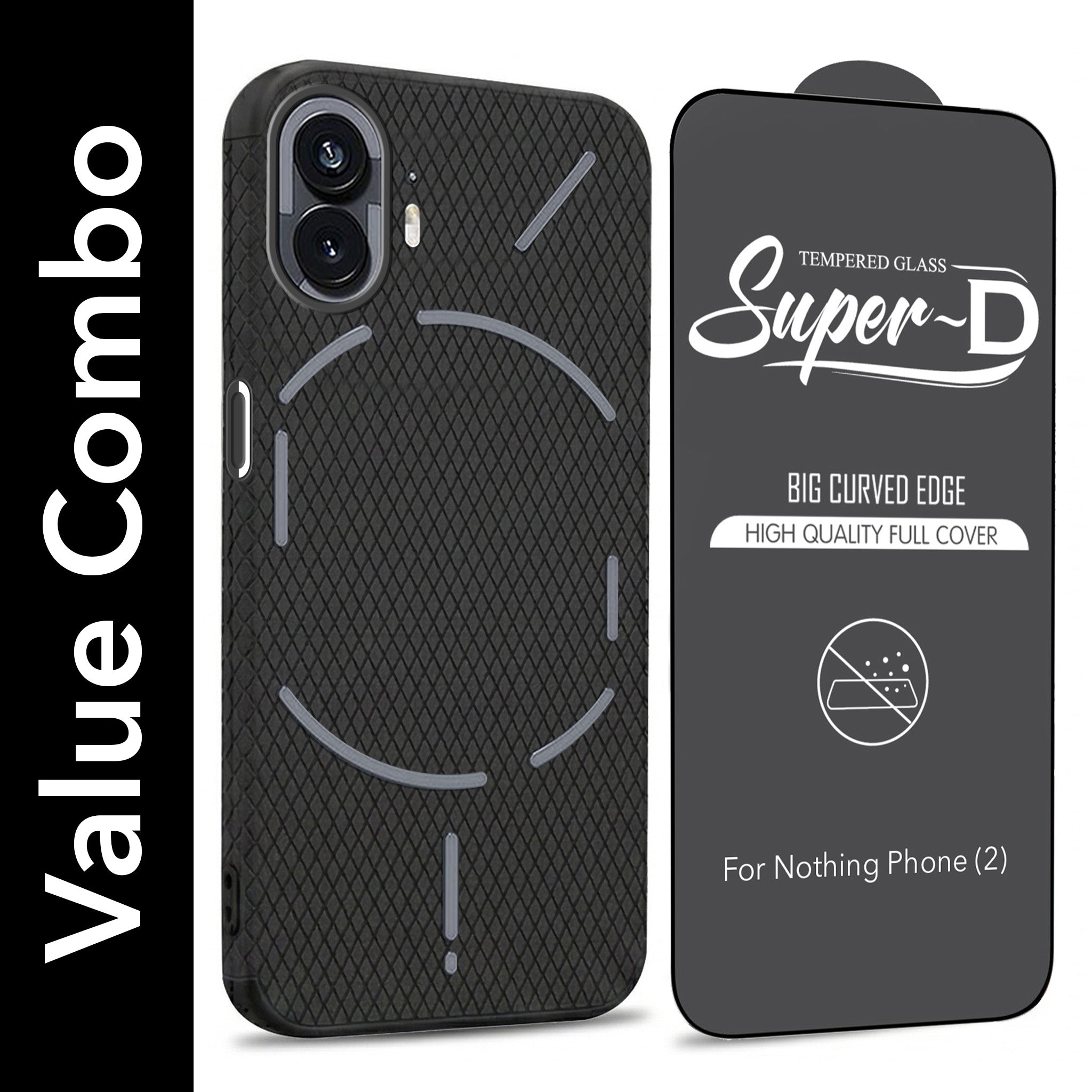For Nothing Phone 2 Combo with Back Cover and 9H Tempered Glass (Liquid Silicone | Camera Protection | Oleophobic Coating Screen Glass)