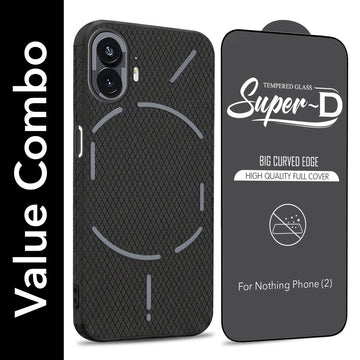 For Nothing Phone 2 Combo with Back Cover and 9H Tempered Glass (Liquid Silicone | Camera Protection | Oleophobic Coating Screen Glass)