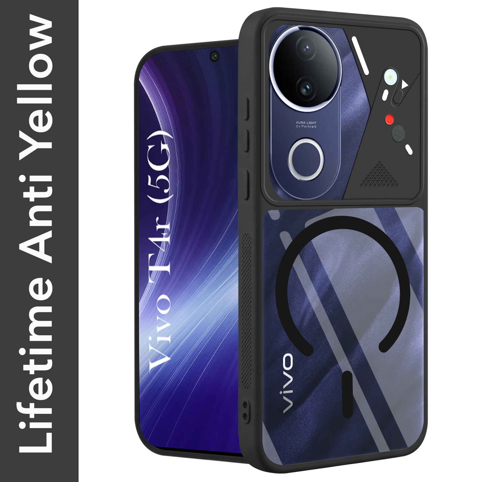 For Vivo T4R Back Cover Case Lifetime Anti-Yellow Clear (Camera Protection | Side Grip | Wireless MagSafe Compatible)