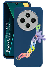 For Poco C75 | Poco M7 Back Cover Case ( Wrist Hanging Chain | Teddy Bracelet Charms | Dual Color Matte Finish | Full Camera Protection | Sleek and
