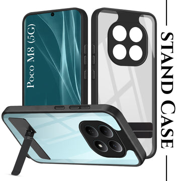 For Poco M8 5G Back Cover Case (Built-in Stand | Lifetime Anti Yellow | Kickstand Shockproof | Camera Protection | MagSafe Compatible)