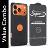 For Apple iPhone 17 Pro Max Combo with Back Cover and 9H Tempered Glass (Textured Grip Design | Micro-Fiber Cloth Inside | Oleophobic Coating Screen Glass)