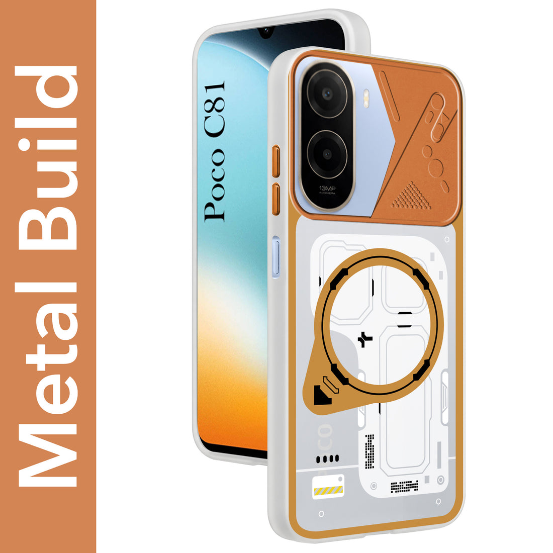 For Poco C81 5G Metallic Back Cover Case (Metallic Camera Protection & Buttons | Translucent Milky Shade | Hard Polycarbonate)