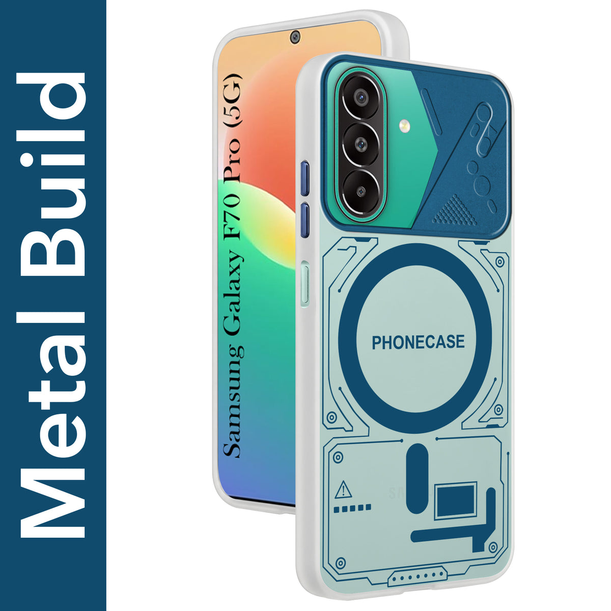 For Samsung Galaxy F70 Pro 5G Metallic Back Cover Case (Metallic Camera Protection & Buttons | Translucent Milky Shade | Hard Polycarbonate)