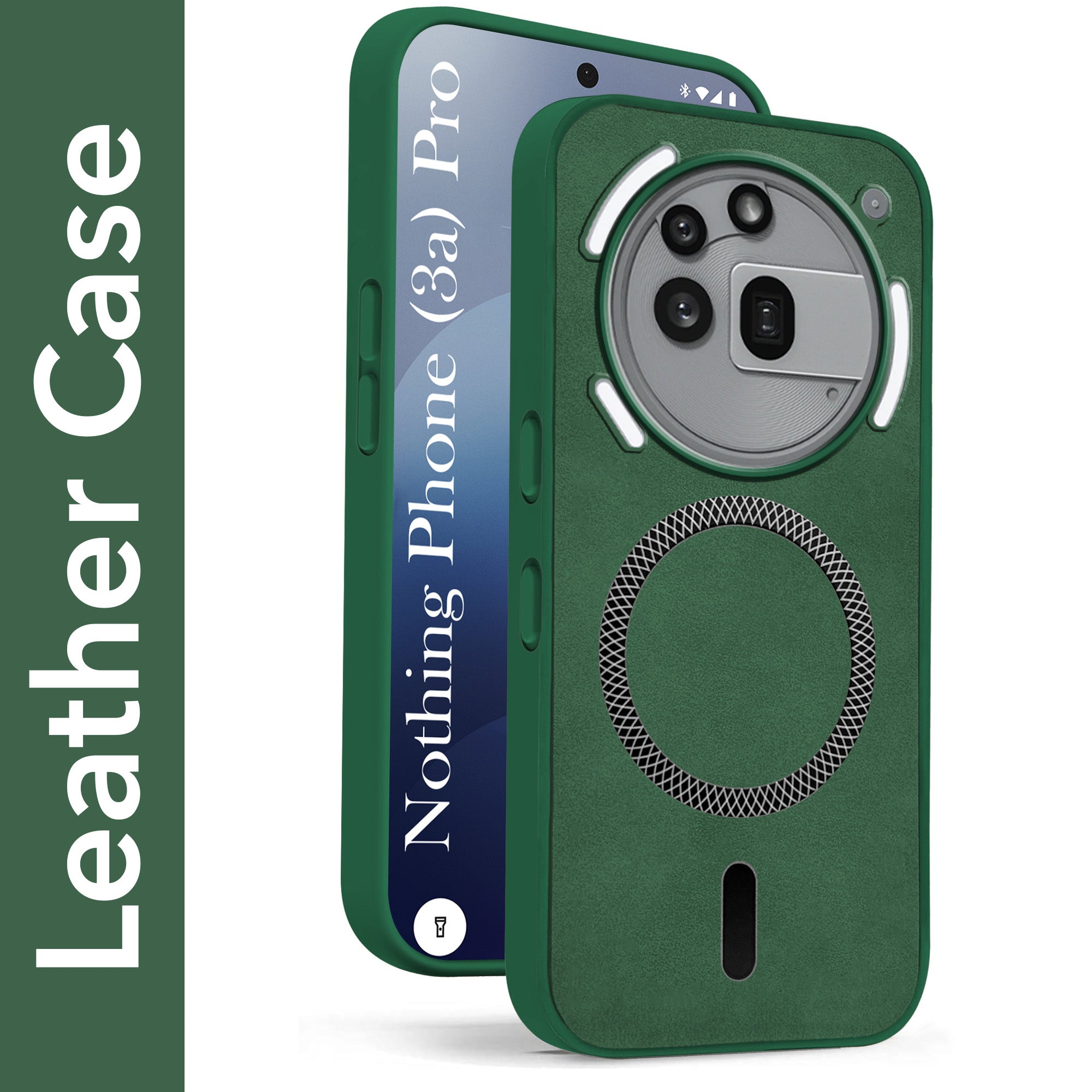 For Nothing Phone 3A Pro 5G Back Cover Case Leather Finish (MagSafe Compatible Wireless Charging | Soft Touch | Camera Bump Protection)