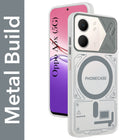 For Oppo A5X Metallic Back Cover Case (Metallic Camera Protection & Buttons | Translucent Milky Shade | Hard Polycarbonate)