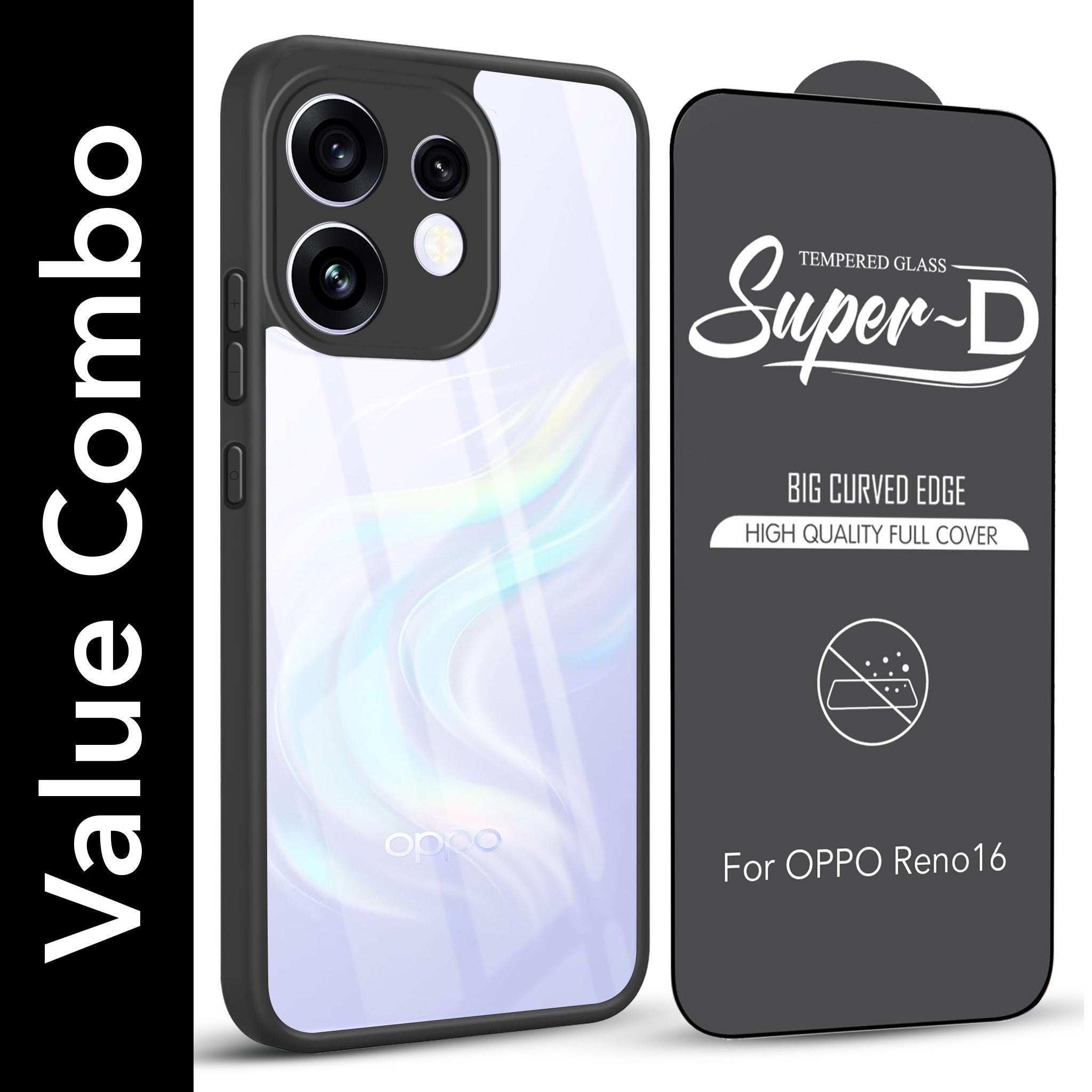 For Oppo Reno 16 (Combo with Back Cover and 9H Tempered Glass (Lifetime Anti-Yellow | Crystal Clear Shockproof | Oleophobic Coating Screen Glass)