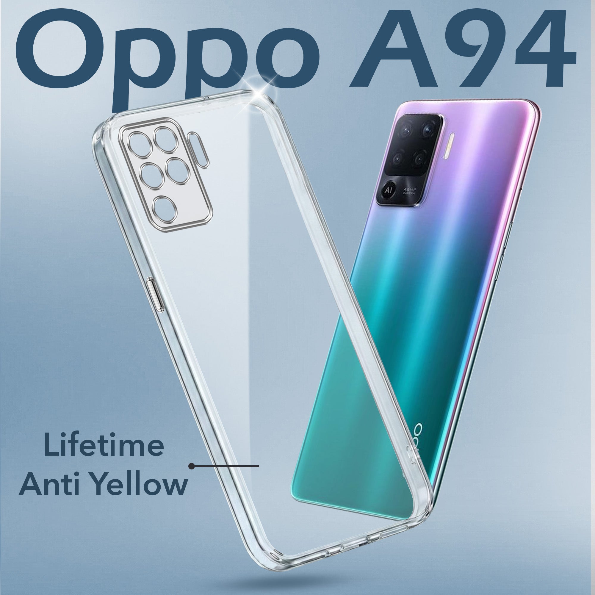 For Oppo A94 4G Back Cover Case (Hard Anti Yellow Clear Case | Drop & Camera Protection | Shockproof Polycarbonate)