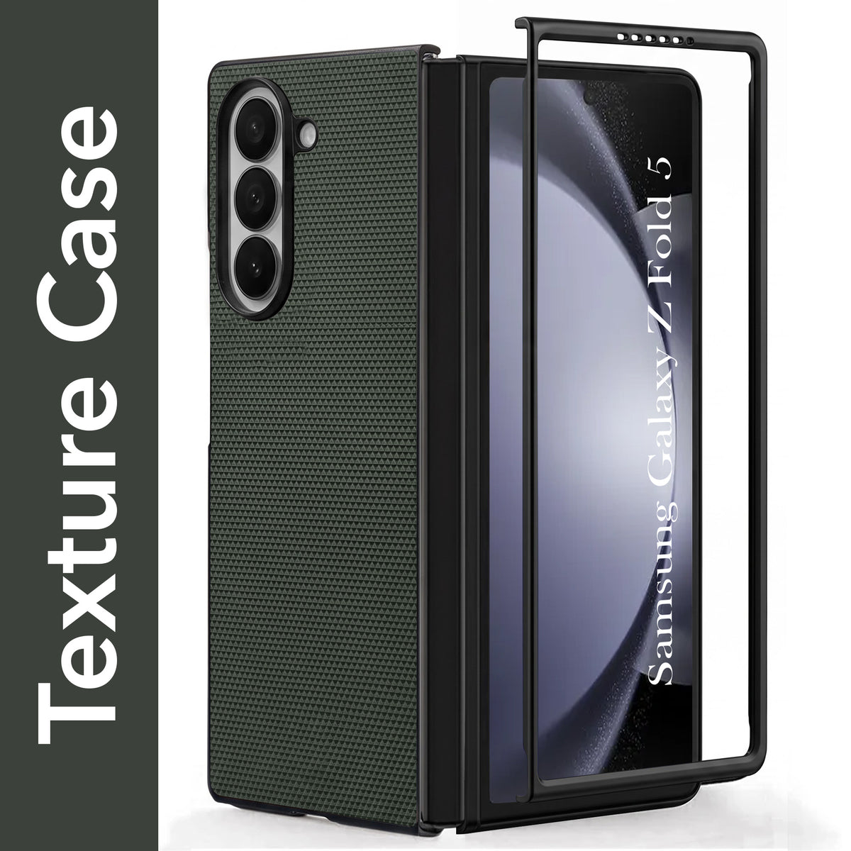 For Samsung Galaxy Z Fold 5 Premium Cover Case (Geometric Textured Hard PC | Soft Cloth Lining & Slim Shockproof Protection)