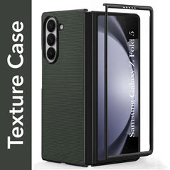 For Samsung Galaxy Z Fold 5 Premium Cover Case (Geometric Textured Hard PC | Soft Cloth Lining & Slim Shockproof Protection)