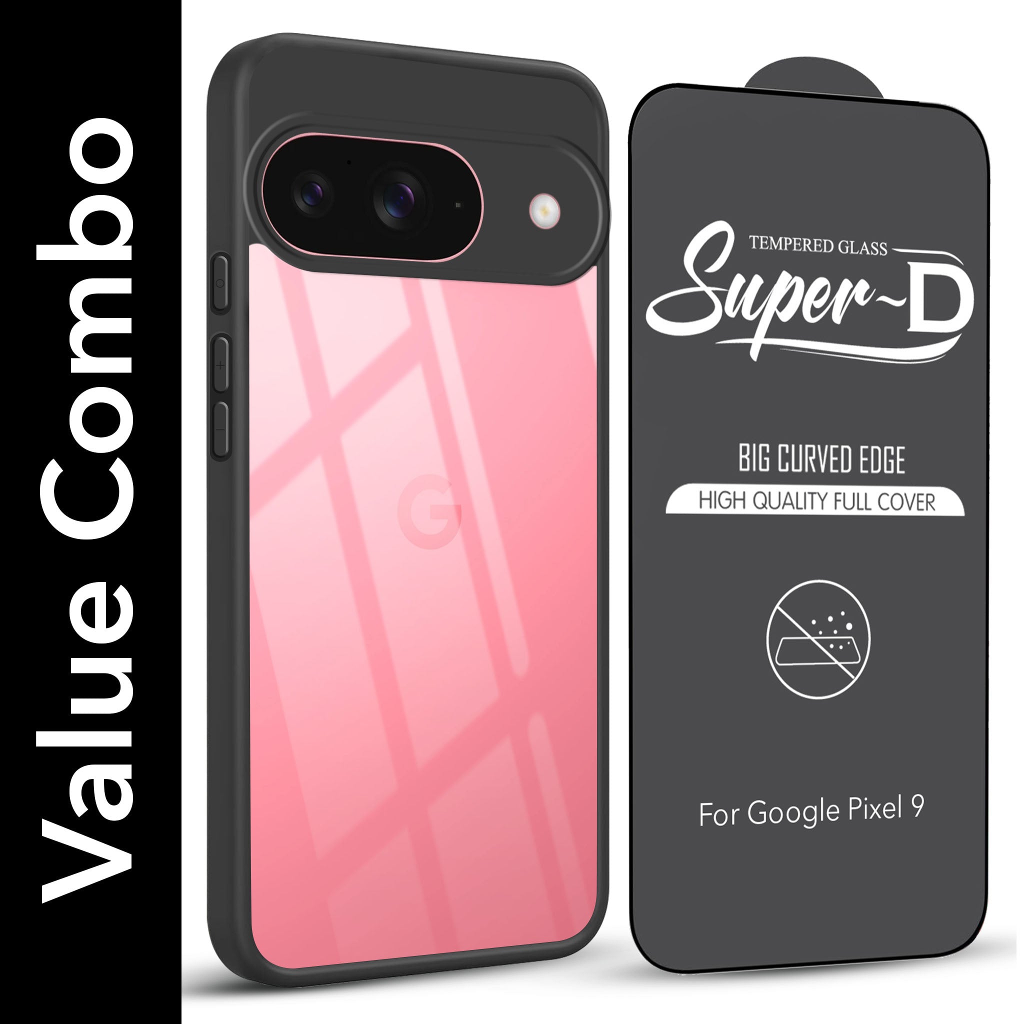 For Google Pixel 9 Combo with Back Cover and 9H Tempered Glass (Lifetime Anti-Yellow | Crystal Clear Shockproof | Oleophobic Coating Screen Glass)
