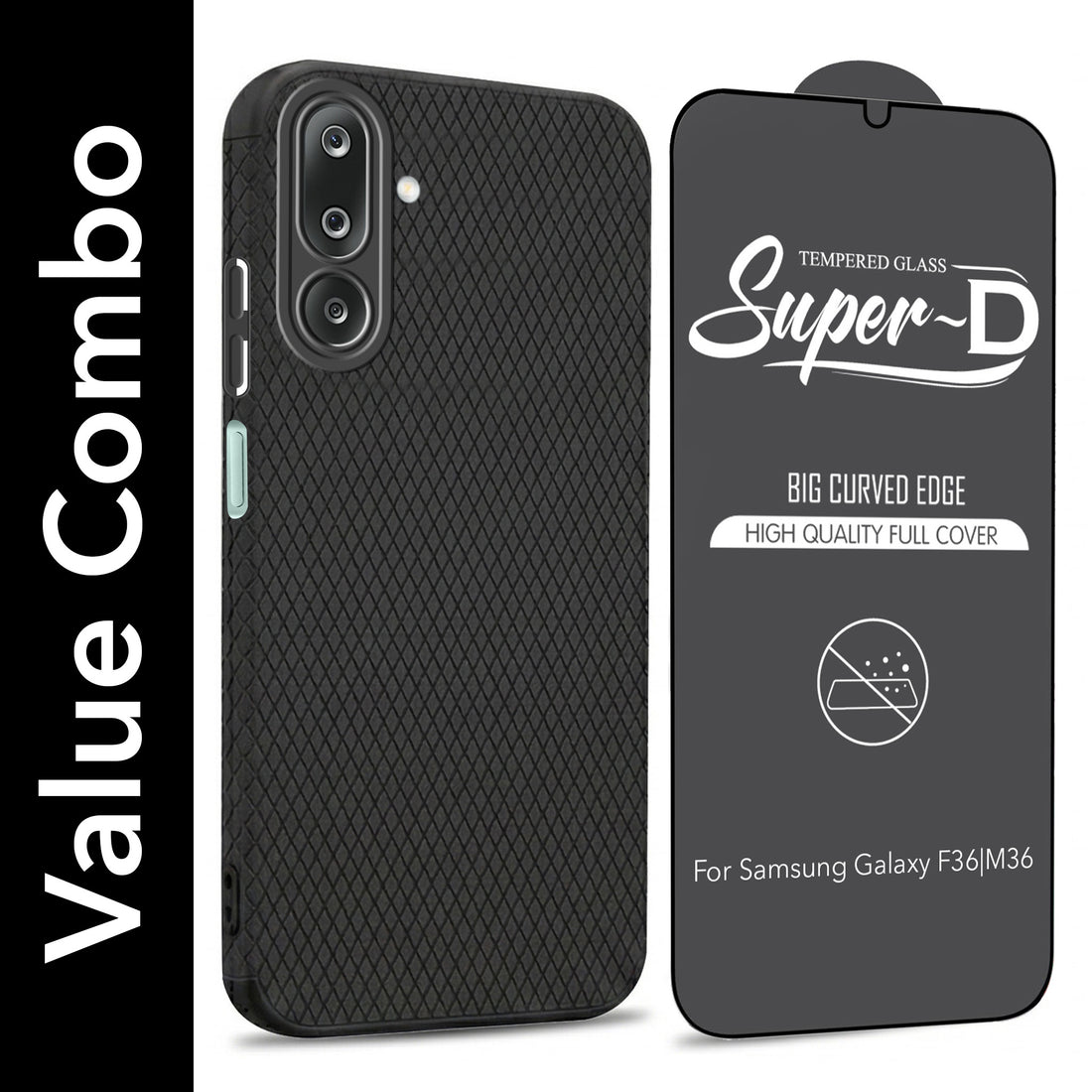 For Samsung Galaxy M36 | Samsung Galaxy F36 Combo with Back Cover and 9H Tempered Glass (Liquid Silicone | Camera Protection | Oleophobic Coating Screen Glass)